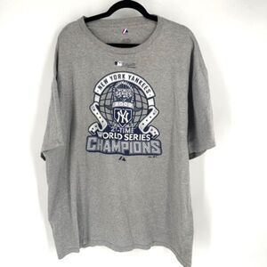 Majestic 2009 New York Yankees 27-Time‎ World Series Champion T-Shirt Gray 2XL